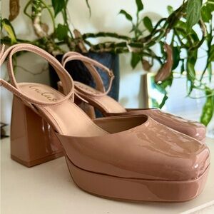 Lulus Ankle Strap Platform Pumps, Nude